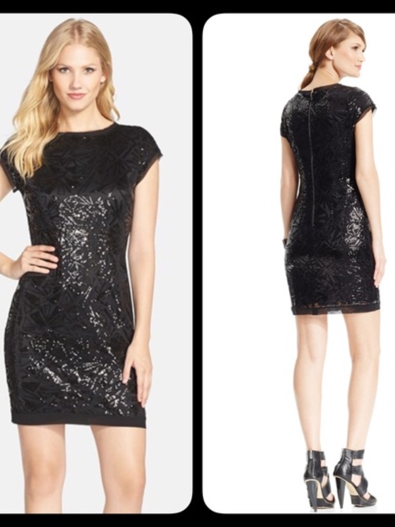 Alice + Olivia Sparkling Black Mini Sequin Dress